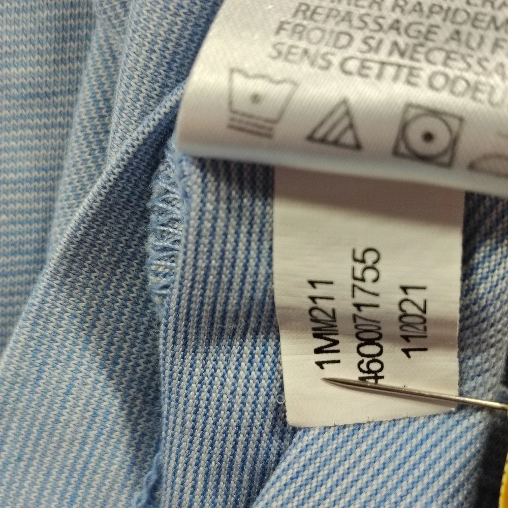 Travis Mathew Mens XXL Light Blue Micro Stripe‎ Pima Cotton Blend Polo Shirt
